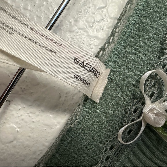 Anthropologie Womens Pointelle Flared High Rise Lounge Pants Sz Sm/Med Green - Picture 9 of 10